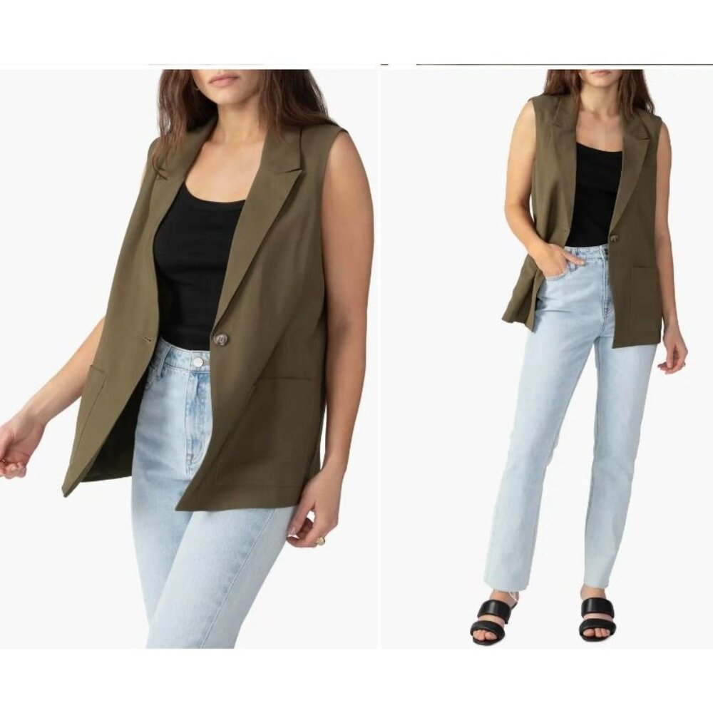 NEW Sanctuary Sleeveless One Button Lined Vest Women's Size M Mossy Green